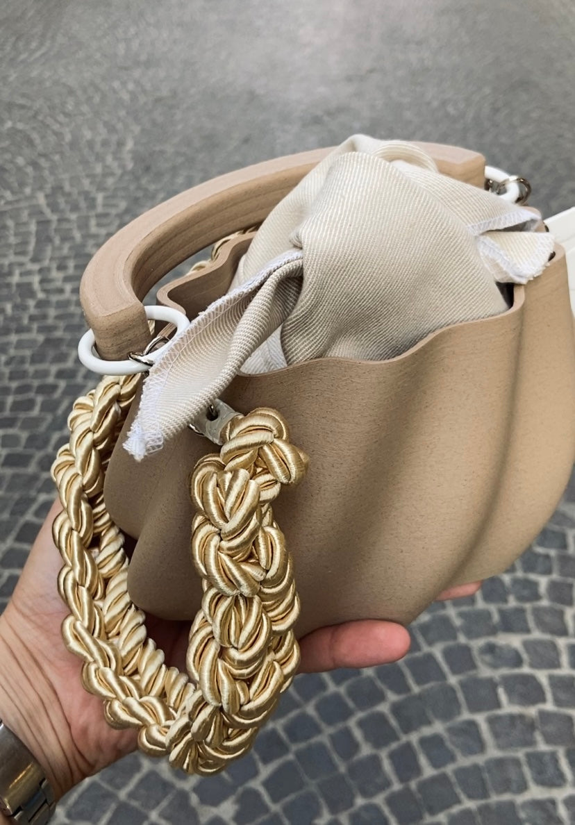 Meringue Bag, Borsa Stampata in 3D con Pochette Legno