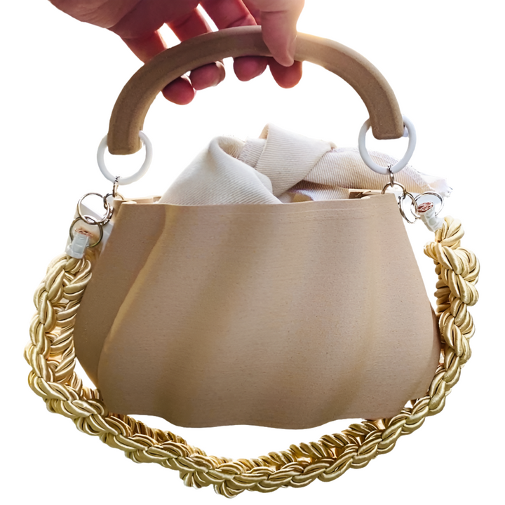 Meringue Bag, Borsa Stampata in 3D con Pochette Legno