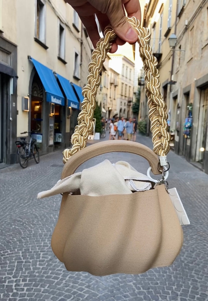 Meringue Bag, Borsa Stampata in 3D con Pochette Legno