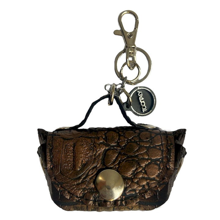 Micro borsa portachiavi TOOitaly, un accessorio artigianale realizzato con materiali vegan e cruelty-free. Perfetta come charms