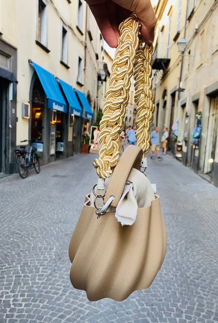 Meringue Bag, Borsa Stampata in 3D con Pochette Legno