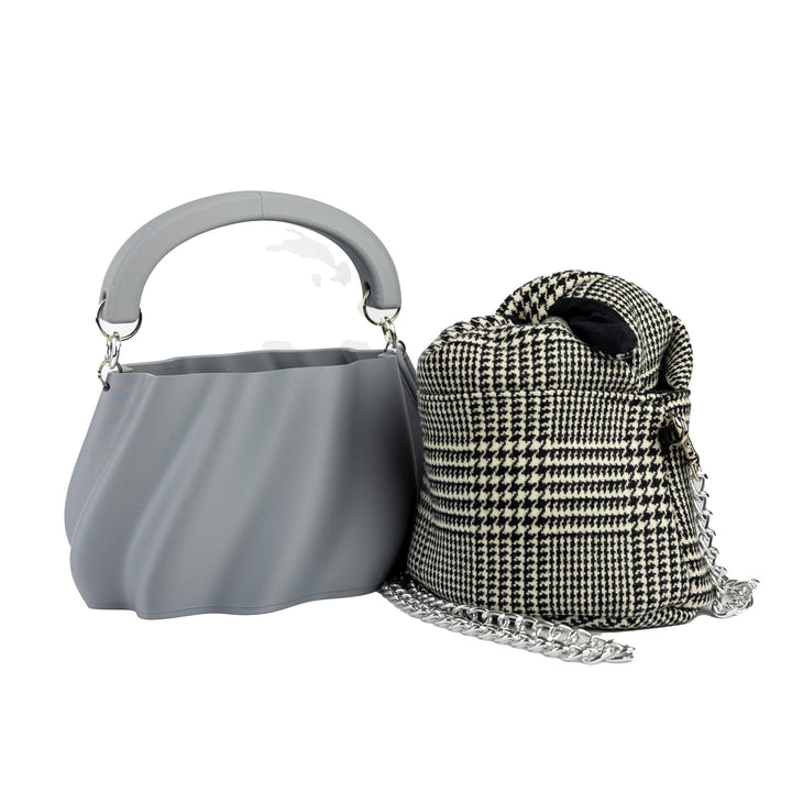 Meringue Bag, Borsa Stampata in 3D Grigio Platino