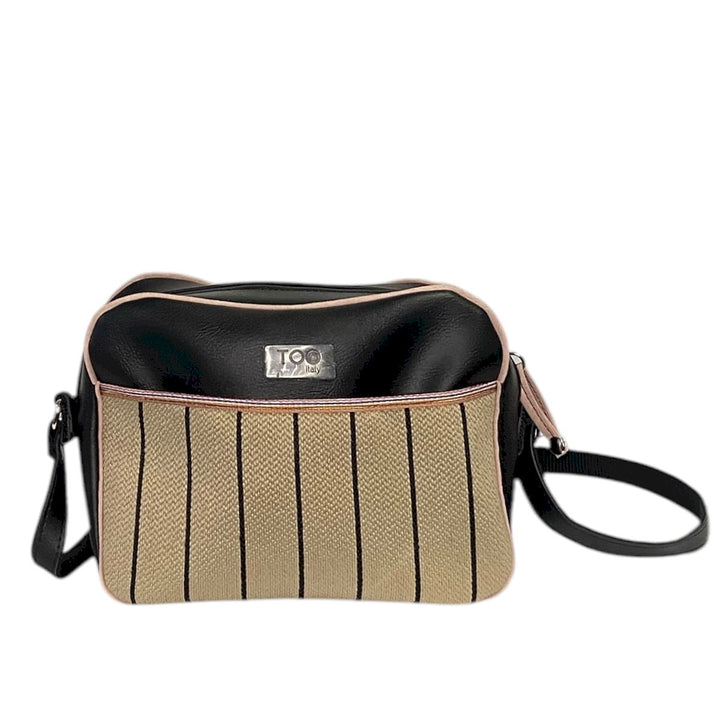 Camera Bag - Borsa donna a tracolla pelle vegana e rafia sabbia