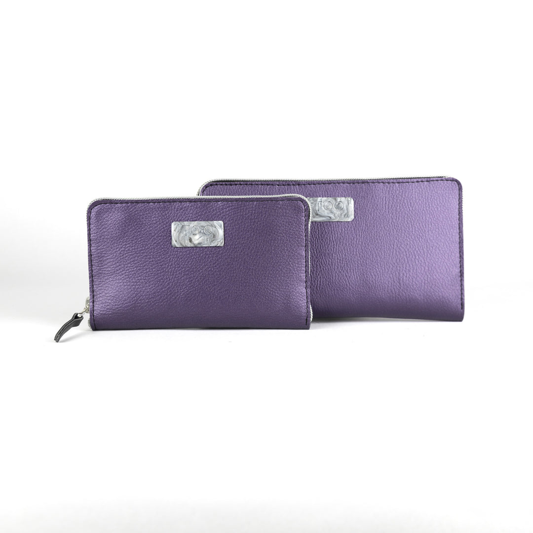 Portafoglio Vegan Mini Viola Metallizzato